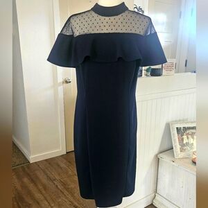 NWT's - LOVE SQUARED - Navy Blue Formal Dress W/Pindot Bodace - Size 1X
